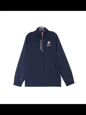 Ralph Lauren RLX Navy Pullover with Royal Blue Collar and Orange Trim